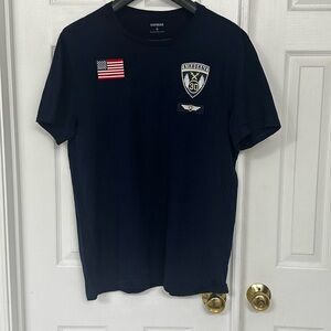 Express Dark Blue Men's Tee with Patches